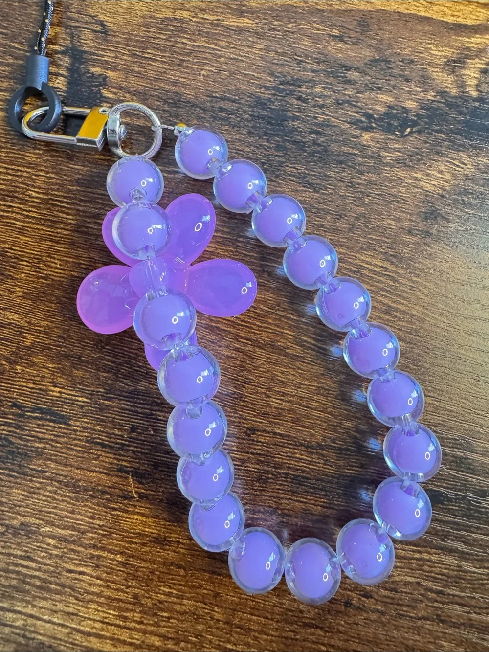 Purple Daisy Beaded Phone Wrist Strap - Unbranded